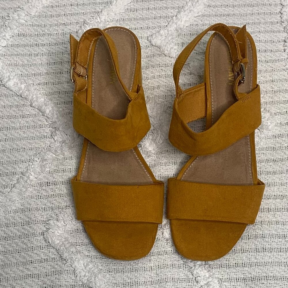 Old Navy Mustard Yellow - Heeled Sandals -Size 8 -Sling Back Sandals .